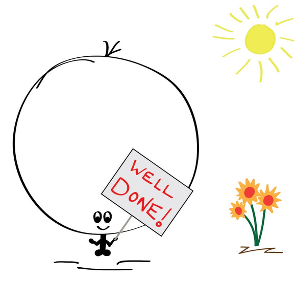 Plain and simple - Pat on the back - Well Done! Say it with this Big Bonce well done card with flowers.