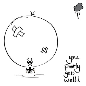Poorly buddies need extra good vibes - so send them some, with this Big Bonce you poorly get well card.