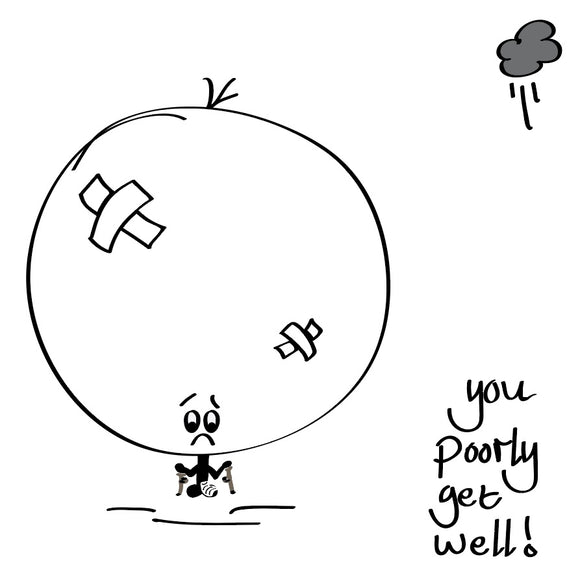 Poorly buddies need extra good vibes - so send them some, with this Big Bonce you poorly get well card.