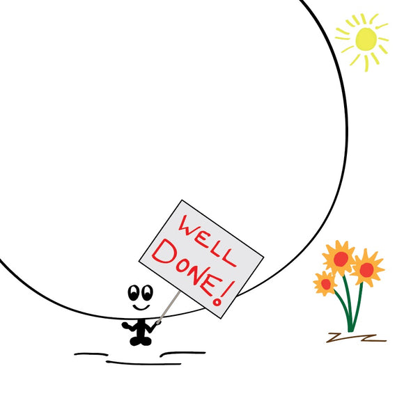 Plain and simple - Pat on the back - Well Done! Say it with this Massive Bonce well done card with flowers.