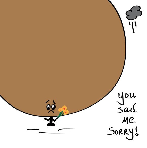 When then there is nothing else to say - probably best to say sorry - with this Massive Bonce you sad, me sorry card with flowers
